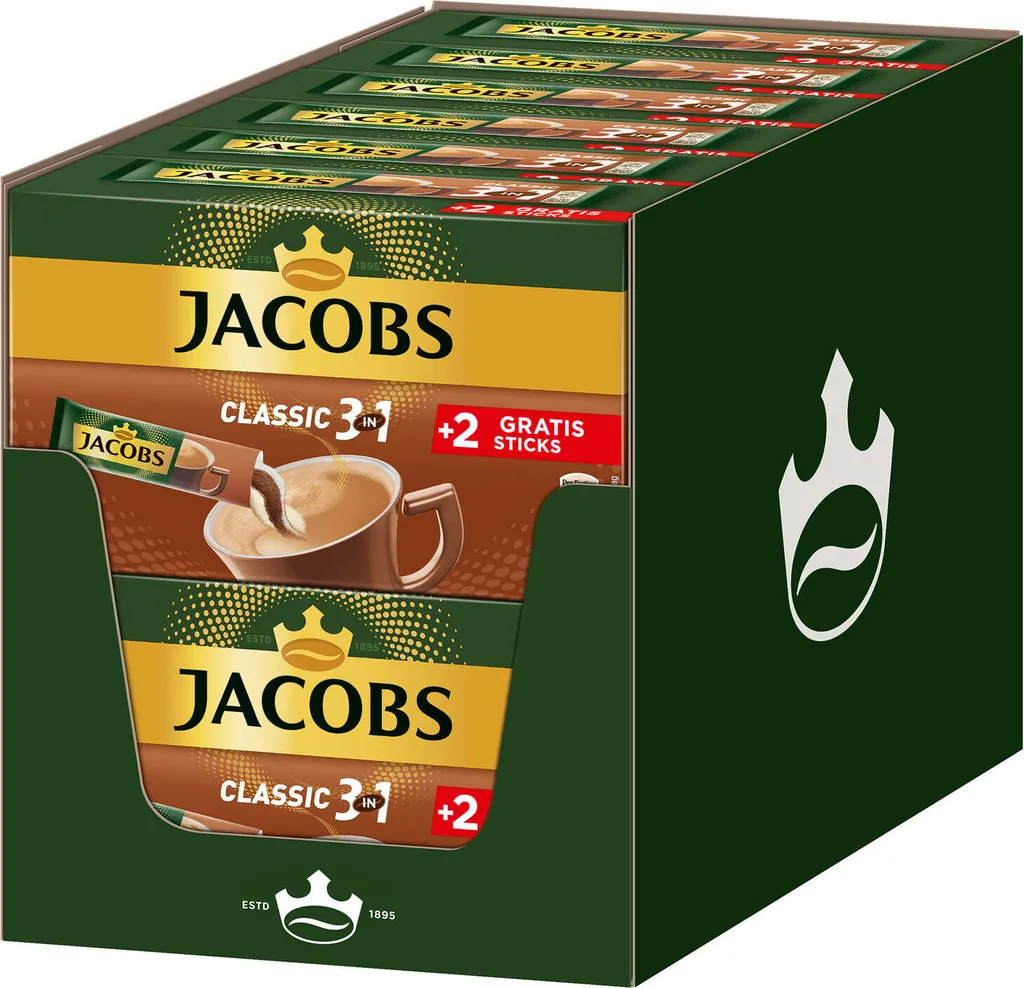 JACOBS Löskaffee 3in1 Classic Löslicher Kaffee 12 X 10+2 Sticks Instantkaffee 1 JACOBS Löskaffee 3in1 Classic Löslicher Kaffee 12 X 10+2 Sticks Instantkaffee