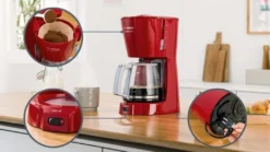 Bosch TKA3A034 CompactClass Kaffeemaschine Extra Rot -Kaffeegetränkeladen 0cfe8df1bfd3845ed102cb90dd2ed887