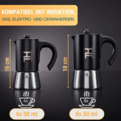 Thiru Espressokocher Induktion L Premium Mokkakanne Aus Edelstahl Inkl. Toolset (Silber, 4 Tassen (200ml)) -Kaffeegetränkeladen 1974bc1ccef9ac15af5d93dae2244a25