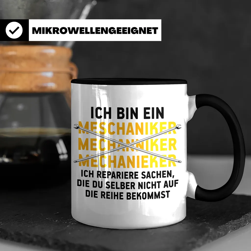 Lustige Tasse Automechaniker KFZ Mechaniker Geschenk Mechatroniker Werkstatt Tasse (Schwarz) 3 Lustige Tasse Automechaniker KFZ Mechaniker Geschenk Mechatroniker Werkstatt Tasse (Schwarz) – Bild 3