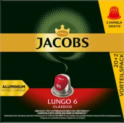 JACOBS Kapseln Lungo 6 Classico 10 X 20+2 Nespresso®* Kompatible Kaffeekapseln -Kaffeegetränkeladen 236a6844a0d2ad9d5ccaef6e2710a2e8