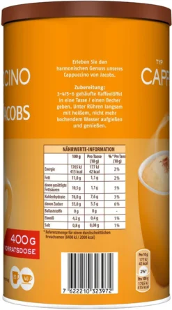 JACOBS Typ Cappuccino 6 Dosen 6 X 400 G -Kaffeegetränkeladen 24c3b52141eeecff1d35752d78f39817