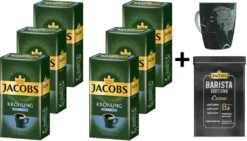 JACOBS Filterkaffee Krönung Mild 6 X 500 G Kaffee Gemahlen + 1 Becher + 1 Dose