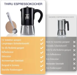 Thiru Espressokocher Induktion L Premium Mokkakanne Aus Edelstahl Inkl. Toolset (Schwarz, 6 Tassen (300ml)) 12 Thiru Espressokocher Induktion L Premium Mokkakanne Aus Edelstahl Inkl. Toolset (Schwarz, 6 Tassen (300ml)) -Kaffeegetränkeladen 36004164f0620d7615386d2077154823