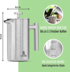 Bjørn Liebdhal French Press Edelstahl Kaffeemaschine Auch Für Camping : 0.6 Liter -Kaffeegetränkeladen 410e902588485c968c3991359433ec5f