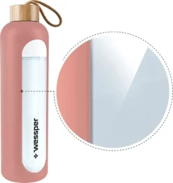 Wessper Trinkflasche Glas Mit Silikonhülle, Wasserflasche Mit Zeitmarkierungen, Transparente Wasserflasche Aus Borosilikat Glas, Berwachung Ihrer Täglichen Wasseraufnahme 1L Rosa 9 Wessper Trinkflasche Glas Mit Silikonhülle, Wasserflasche Mit Zeitmarkierungen, Transparente Wasserflasche Aus Borosilikat Glas, Berwachung Ihrer Täglichen Wasseraufnahme 1L Rosa -Kaffeegetränkeladen 4b9c1a69900eaa696a30f73c97ef5299