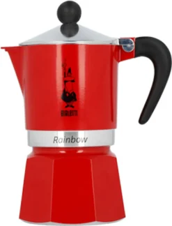 Bialetti Rainbow, Italienische Espresso-Kaffeemaschine, Aluminium, 3 Tassen, Rot -Kaffeegetränkeladen 4d2a38199c8697e5c2925b4a4ac8aafd