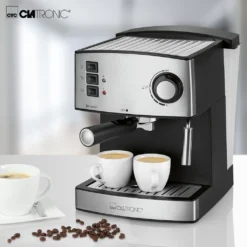 Clatronic ES 3643 Espresso- Und Cappuccino-Automat, 15 Bar Pumpdruck, Tassenvorwärmfunktion, Mit Aufschäum- Und Heißwasserfunktion -Kaffeegetränkeladen 4e2b5557d95bc1d9530ab71d51f3e6d7