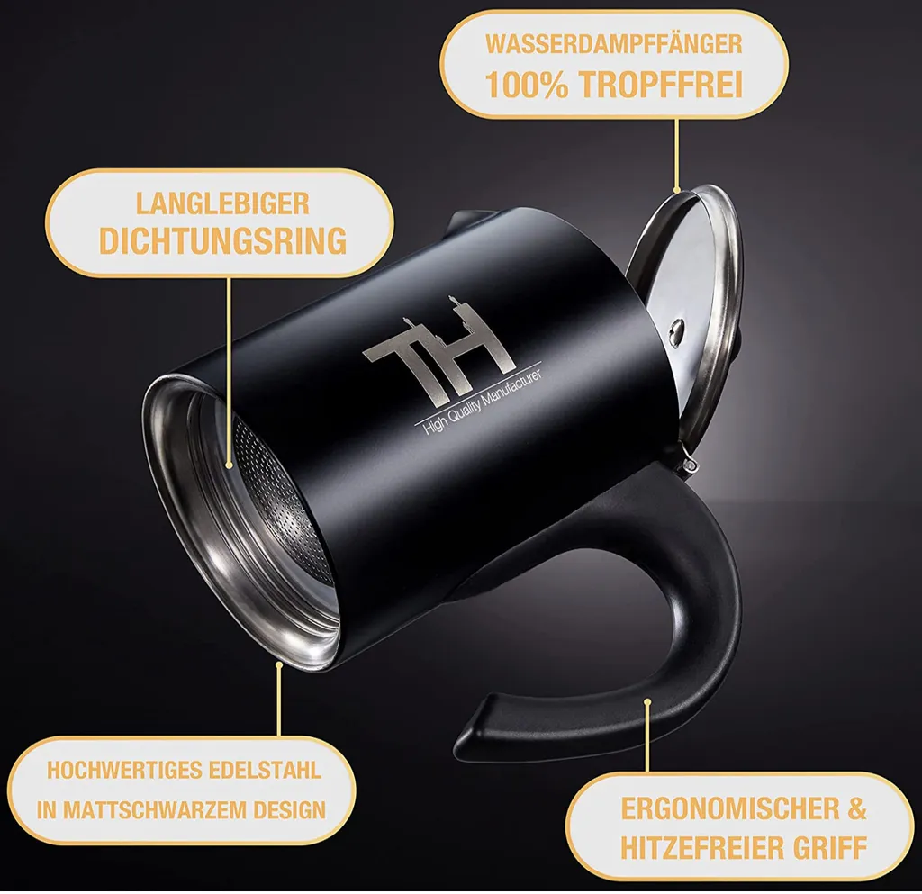 Thiru Espressokocher Induktion L Premium Mokkakanne Aus Edelstahl Inkl. Toolset (Schwarz, 6 Tassen (300ml)) 2 Thiru Espressokocher Induktion L Premium Mokkakanne Aus Edelstahl Inkl. Toolset (Schwarz, 6 Tassen (300ml)) – Bild 2