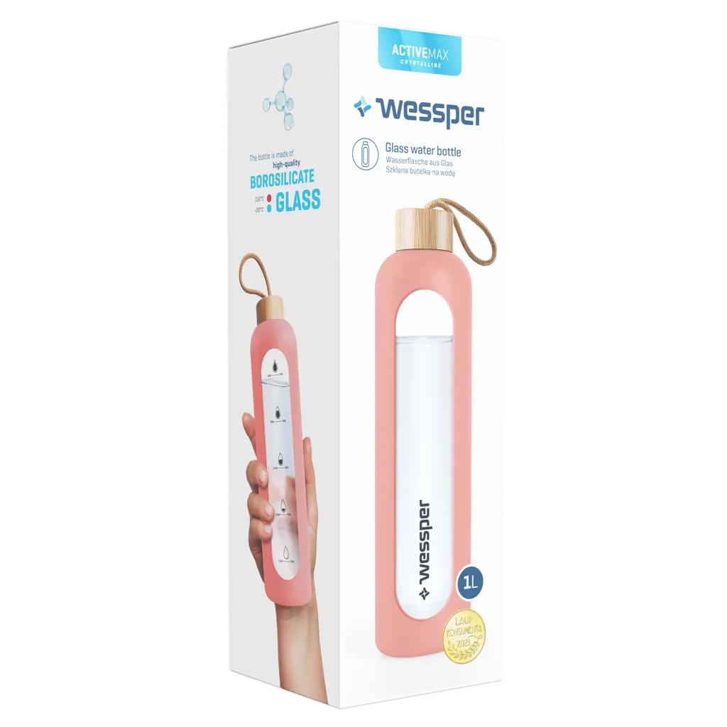 Wessper Trinkflasche Glas Mit Silikonhülle, Wasserflasche Mit Zeitmarkierungen, Transparente Wasserflasche Aus Borosilikat Glas, Berwachung Ihrer Täglichen Wasseraufnahme 1L Rosa 7 Wessper Trinkflasche Glas Mit Silikonhülle, Wasserflasche Mit Zeitmarkierungen, Transparente Wasserflasche Aus Borosilikat Glas, Berwachung Ihrer Täglichen Wasseraufnahme 1L Rosa – Bild 7