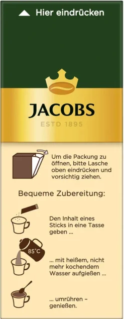 JACOBS Typ Cafe Crema Löslicher Kaffee 12 X 25 Sticks -Kaffeegetränkeladen 5878cd1f126da5fb4bf5f4cba4ffe121