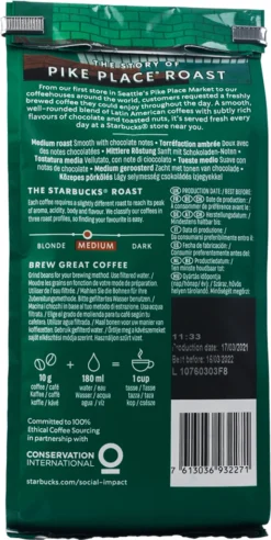 Nestlé® Starbucks Pike Place Roast, Medium, Ganze Bohne, 200 G -Kaffeegetränkeladen 5e3f7258f73fa7686a5ebb74696caee4