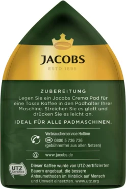 JACOBS Pads Crema Kräftig 5 X 18 Getränke - 90 Kaffeepads Senseo Kompatibel -Kaffeegetränkeladen 60f1f3cd6f1e1bd42ceac1192074d9b9