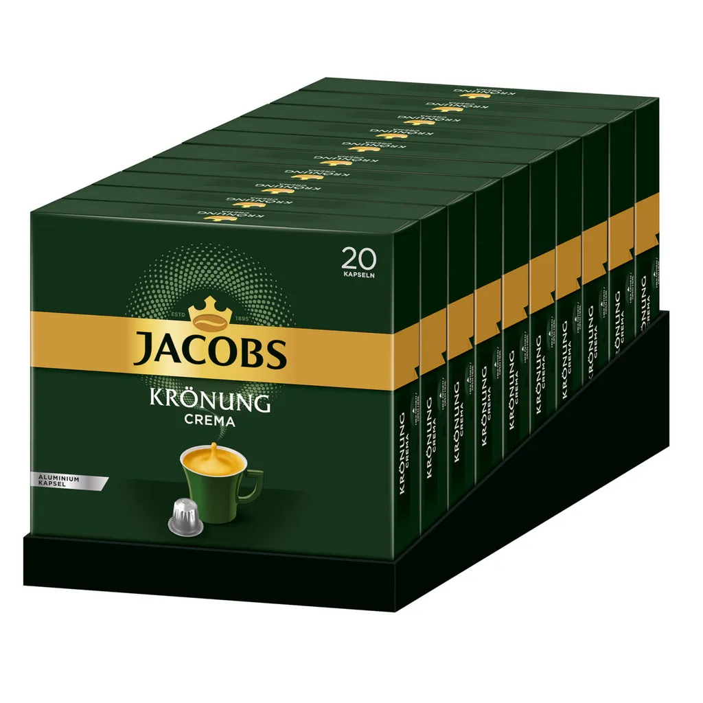 JACOBS Kapseln Krönung Crema 200 Nespresso®* Kompatible Kaffeekapseln 10x20 1 JACOBS Kapseln Krönung Crema 200 Nespresso®* Kompatible Kaffeekapseln 10x20