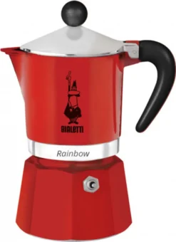 Bialetti Rainbow, Italienische Espresso-Kaffeemaschine, Aluminium, 3 Tassen, Rot -Kaffeegetränkeladen 6455f031ecd3314a43ae653d5e703f0f