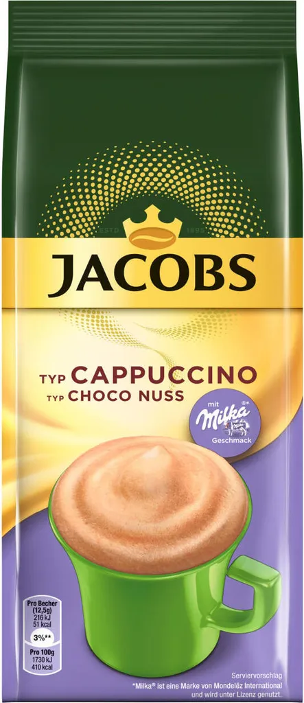 Jacobs Milka Cappuccino Choco Nuss Aromatisiertes Getränkepulver 500g 1 Jacobs Milka Cappuccino Choco Nuss Aromatisiertes Getränkepulver 500g