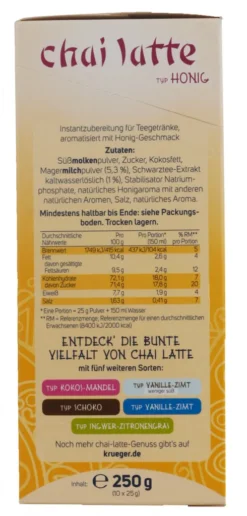 Krüger You Chai Latte Typ Honig Lovely India Extra Cremig | 10 Portionen -Kaffeegetränkeladen 8b6de237e8d22594cb2a00c59f513497
