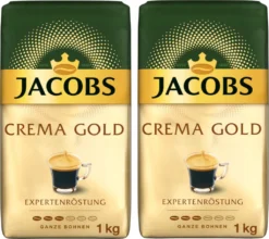 JACOBS Kaffeebohnen Expertenröstung Crema Gold 2 X 1 Kg Ganze Kaffee Bohnen + 1 Aluminium Dose Barista Design -Kaffeegetränkeladen 9006951e7ae89852cdc22cfd7face40e