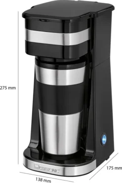 Clatronic KA 3733 Kaffeemaschine Für Coffee To Go, Inkl. 0,4 Liter Kaffeebecher Aus Edelstahl, Ideal Für Auto, Büro Und Unterwegs, Schwarz -Kaffeegetränkeladen 91a4d40255711d8b3d73ed2d55d6637e