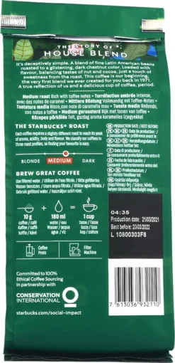 Starbucks House Blend Medium Roast Gemahlener Filterkaffee 200g 12 Starbucks House Blend Medium Roast Gemahlener Filterkaffee 200g -Kaffeegetränkeladen 91a8d4ae40392ebfe8747b42f1279662