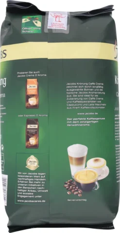 Jacobs Krönung Crema | Ganze Bohne | 1000g -Kaffeegetränkeladen 91c66d0b4175c4665d4fbbe6bb4adf02