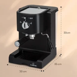 Klarstein Passionata 20 - Espressomaschine, Espresso-Automat, Kaffee-Maschine, 1350 Watt, 1,25 Liter, Automatischer Druckablass, Inkl. Milchschaum Düse Für Zubereitung Von Cappuccino, Schwarz -Kaffeegetränkeladen 9ed51ce5bc21b091bd57be4b53214a3b