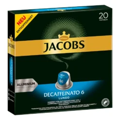 JACOBS Kapseln Decaffeinato 6 Lungo Entkoffeiniert 200 Nespresso®* Kompatibel -Kaffeegetränkeladen a143ae6fd5613cec10d5d84aca399d79