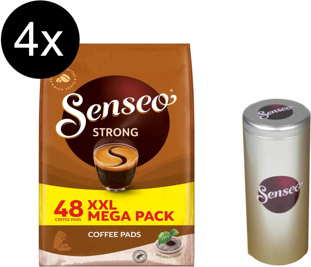 SENSEO Pads Strong Senseopads 4 X 48 Getränke Kaffeepads XXL Packs + 1 Senseo Dose 1 SENSEO Pads Strong Senseopads 4 X 48 Getränke Kaffeepads XXL Packs + 1 Senseo Dose