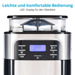 MEDION Kaffeemaschine Mit Mahlwerk Und Thermoskanne (Timer, 1 Liter, 900 Watt, Kaffeebohnenmahlwerk, 8 Mahlstufen, LED Display, Tropf Stopp, Isolierkanne, MD19777) -Kaffeegetränkeladen a35ad4b773ea769a7d21ce46fdbb1d55