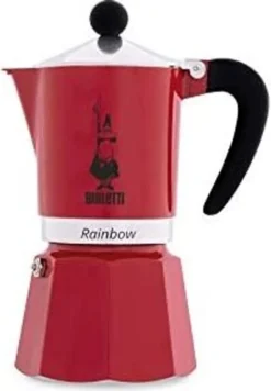 Bialetti Rainbow, Italienische Espresso-Kaffeemaschine, Aluminium, 3 Tassen, Rot -Kaffeegetränkeladen ad0562b2233c3350ed971b39958ffcec