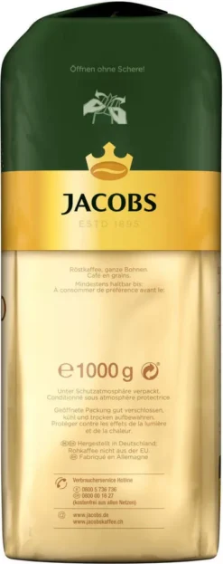 JACOBS Kaffeebohnen Expertenröstung Crema Gold 2 X 1 Kg Ganze Kaffee Bohnen + 1 Aluminium Dose Barista Design -Kaffeegetränkeladen adee64c1de8f7e0578b469b14199ac03