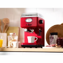 Russell Hobbs Espressomaschine Retro Rot Siebträger (15 Bar, 2 Tassen-Einsätze, 1,1l Abnehmbarer Wassertank, Dampf-Milchschaumdüse, Portionierlöffel Mit Tamper) Kaffeemaschine -Kaffeegetränkeladen af29eafb4e15e0afe1a3f013cde78695