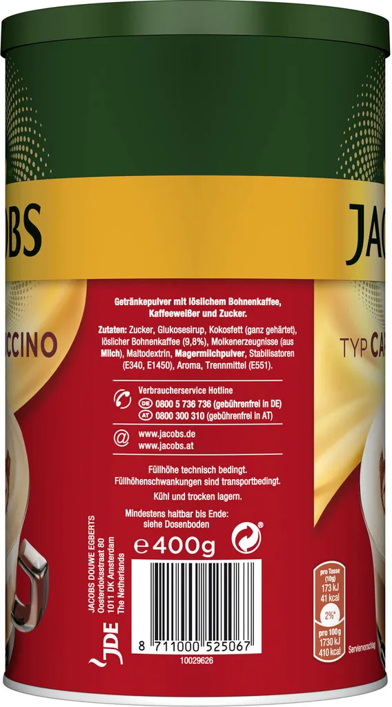 JACOBS Typ Cappuccino 6 X 400 G Dosen Feine Cremigkeit - Viel Schaum 4 JACOBS Typ Cappuccino 6 X 400 G Dosen Feine Cremigkeit - Viel Schaum – Bild 4