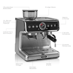 BEEM ESPRESSO-GRIND-PROFESSION Espresso-Siebträgermaschine Mit Mahlwerk + 1x ESPRESSO PERFETTO Ganze Bohne + 1x CAFÉ CREMA Ganze Bohne Espressomaschine Siebträger Maschine Barista Edelstahl Mit Mahlwerk Inkl Kaffee -Kaffeegetränkeladen b5efb1c5c4b73530c8676152965c507d