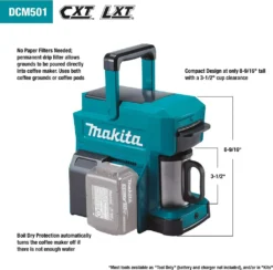 Makita Akku / Netz Tragbare Mobile Kaffeemaschine Caffee DCM501Z 18V 230V -Kaffeegetränkeladen bb155334bc56d746798865b5284a6485