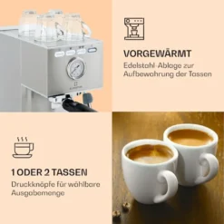 Klarstein Pausa Espressomaker, Siebträgermaschine Mit 1350 Watt, Espressomaschine 20 Bar Druck, Siebträger Kaffeemaschine Mit Wassertank: 1,4 Liter Edelstahl ,silber -Kaffeegetränkeladen c1b76e2b5dd65ce5be5bc24b831d2db3