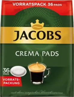 JACOBS Kaffeepads Crema Classic UTZ- 5 X 36 Getränke Pads Vorteilspack -Kaffeegetränkeladen c91c60512182af693634ee851ddc045c