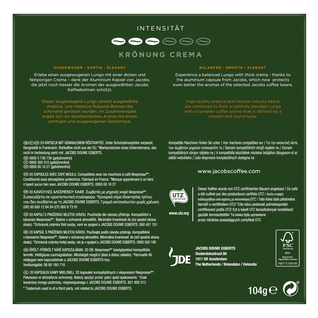 JACOBS Kapseln Krönung Crema 200 Nespresso®* Kompatible Kaffeekapseln 10x20 5 JACOBS Kapseln Krönung Crema 200 Nespresso®* Kompatible Kaffeekapseln 10x20 – Bild 5