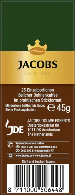 Jacobs Typ Espresso Sticks | Löslicher Kaffee | 25 Portionen -Kaffeegetränkeladen d0d3055304e6311a5038922c79425c6e