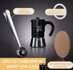 Thiru Espressokocher Induktion L Premium Mokkakanne Aus Edelstahl Inkl. Toolset (Schwarz, 6 Tassen (300ml)) 11 Thiru Espressokocher Induktion L Premium Mokkakanne Aus Edelstahl Inkl. Toolset (Schwarz, 6 Tassen (300ml)) -Kaffeegetränkeladen d38b52ffa7abc94387ecfe6523d76267