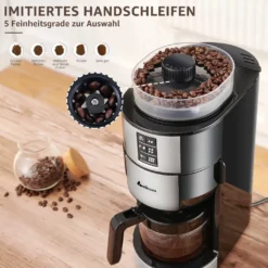 Kompakte Kaffeemaschinen Mit Mahlwerk Filterkaffeemaschine Kaffeemaschine Mit Mühle Für Bohnenkaffee Und Kaffeepulver 2/4/6 Tassen, Schwarz -Kaffeegetränkeladen d5554f11f2b048886cb396c50dc81a02