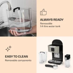 BellaVita Kaffeemaschine 3-in-1 1450 W 20 Bar Milchschäumer -Kaffeegetränkeladen d56adfe7a87c52751f8445a1699045f1