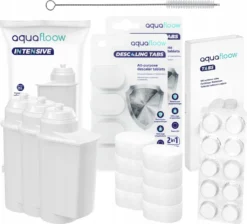 AquaFloow Set Für Siemens / Bosch Espressomaschine: 3x Ersatzwasserfilter TZ70003 + Reinigungstabletten 10 Stück + Reiniger + Entkalkertabletten 8 Stück