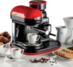 Ariete Siebträger-Espressomaschine Moderna Mit Kaffeemühle Und Aufschäumdüse, Rot/schwarz -Kaffeegetränkeladen e0470ec8c5be1ba35d075ff87136be20