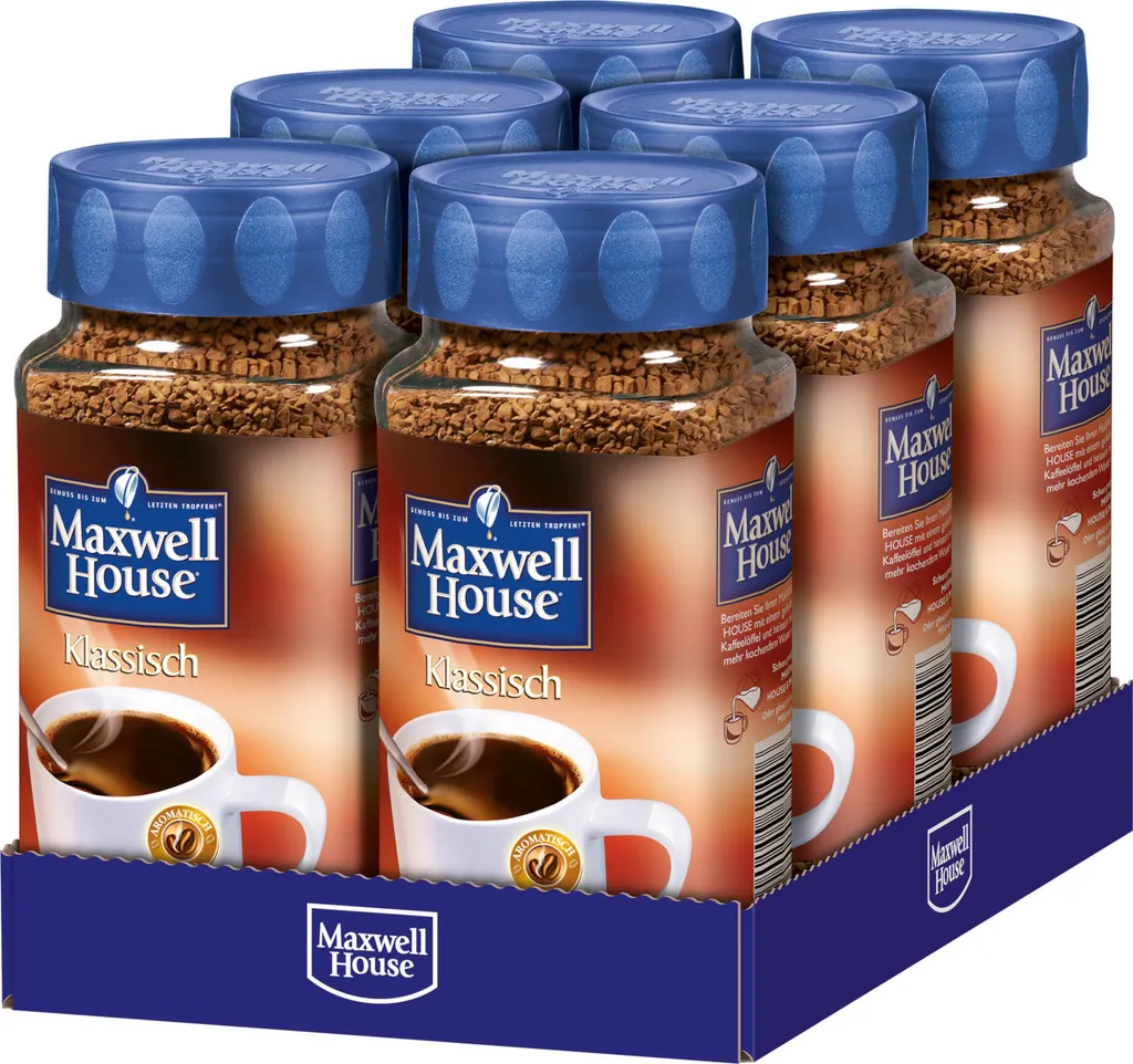 MAXWELL HOUSE Klassisch 6 X 200 G Gläser Löslicher Kaffee Instantkaffee 1 MAXWELL HOUSE Klassisch 6 X 200 G Gläser Löslicher Kaffee Instantkaffee