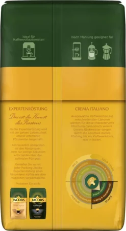 JACOBS Kaffeebohnen Expertenröstung Crema Italiano 4x1kg Ganze Kaffee Bohnen -Kaffeegetränkeladen e1a5b36306e92fc8567a8bae6080ea60