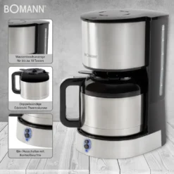 Bomann Thermo-Kaffeeautomat KA 6037 CB Edelstahl/schwarz -Kaffeegetränkeladen ffd31e604e338b81e913836d1b38c96f